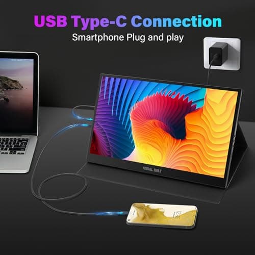 Visual Beat 17.3'' 4K Portable Touchscreen Monitor, UHD 500Nits 100% AdobeRGB IPS HDR Travel Display, USB, Type-C & HDMI, Dual Speakers, VESA & Smart Cover - for Laptop PC Phone PS4/5 Xbox etc. 6