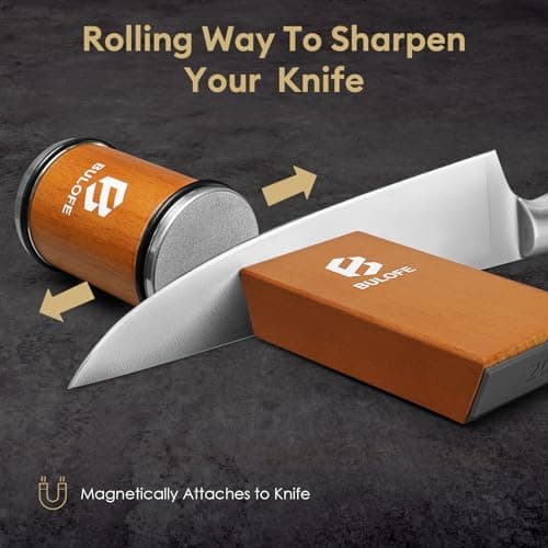 BULOFE Knife Sharpener Tool, Rolling Knife Sharpeners Kit, Kitchen Knivies Sharpener with Diamond and Ceramic for Steel, Knife Sharpening with 15 & 20° Angle, The Practical Gifts for Father Day 5