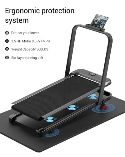 Walking Pad Treadmill with Handle Bar - 2.5HP Quiet Folding Treadmill for Home Office Under Desk Portable Walking Pad with 15% Incline 300LBS Capacity 7