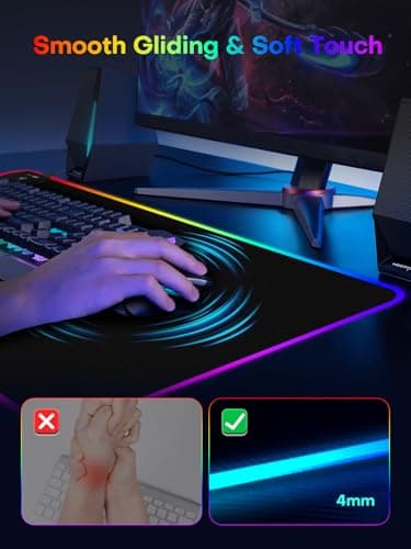 abc.mat 2-in-1 RGB Gaming Mouse Pad with Wireless Charging, 31.5"x15.8" Large, 24 Light Effects, Non-Slip Base, Waterproof Ultra-Smooth Surface, No Adapter 5