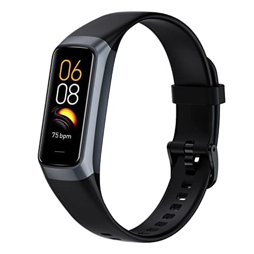 Fitness Tracker with 24/7 Heart Rate Sleep Blood Oxygen Monitor,IP68 Waterproof Smart Watch,1.10''AMOLED Touch Color Screen,Step Counter Health Activity Trackers for Women Men (Black)