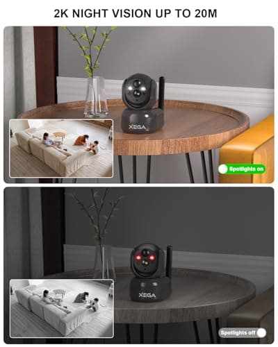 Xega 4G Cellular Security Camera Indoor Wireless, 2K PTZ No WiFi Camera for Home/RV/Travel/Pet/Baby with Phone App, Battery Powered Motion Detection Cloud/TF Built-in SIM Card(Subscription Required) 7