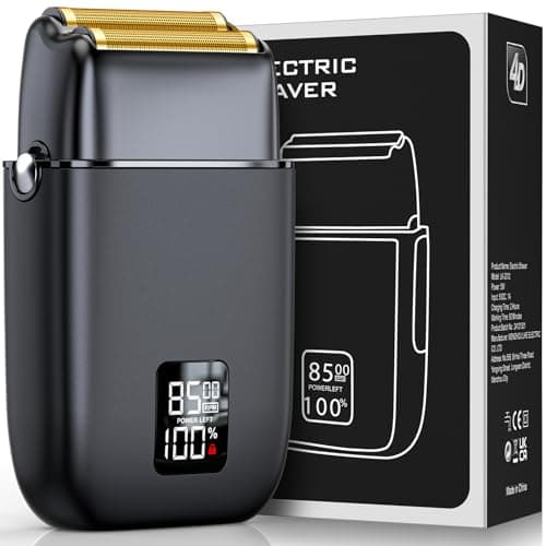Electric Razor for Men Face, Electric Shavers for Men, Cordless Portable Rechargeable Waterproof Foil Shavers with LED Display, Three Speeds, Travel Lock for Face and Beard Trimmer (Black)