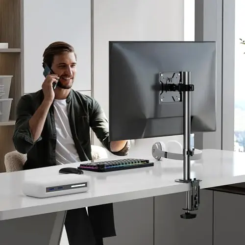 Pholiten Single Monitor Stand, Heavy Duty Adjustable Monitor Arm Desk Mount for 13-32Inch, Tilt, Swivel, Rotate, Support 22 lbs,Black 7