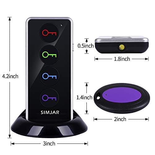 Key Finder with Up to 131ft Working Range in Open Space, Simjar Wireless Remote Control RF Key Finder Locator for Keys Wallet Phone Glasses Luggage Pet Tracker 7