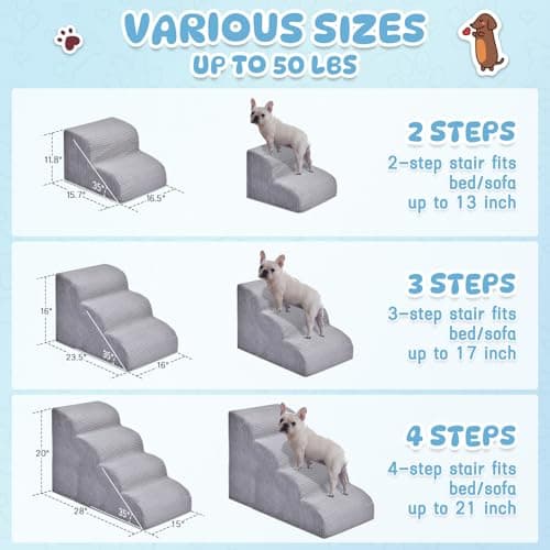 Yiruka Dog Stairs Steps for High Bed - 4 Steps Pet Steps for Small Dogs and Cats Non-Slip Removable Washable Cover Ramp for Indoor Outdoor Car SUV Couch Sofa(H: 20") 5
