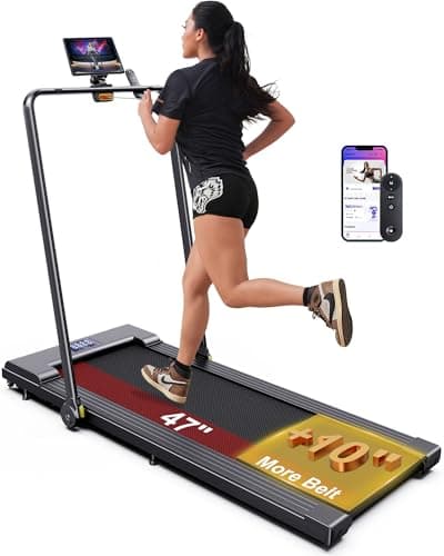 Lichico 8.7 MPH Walking Pad Treadmill with BLDC, 47"x16" Super-Long Desk with Handle bar, Compact Under Desk Treadmill for Home Office, Walking Running Machine with Remote Control, Grey