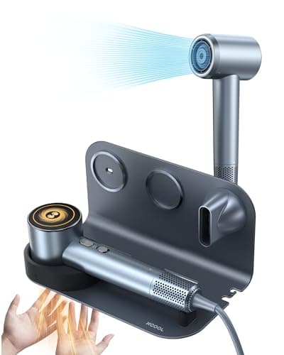 XCOOL Hair Dryer, High-Speed Ionic Hair Dryer with Wall-Mounted Holder, Portable and Quiet Ion Blow Dryer for Fine Hair, 110000 RPM (2-in-1 Set, Silver Blue)