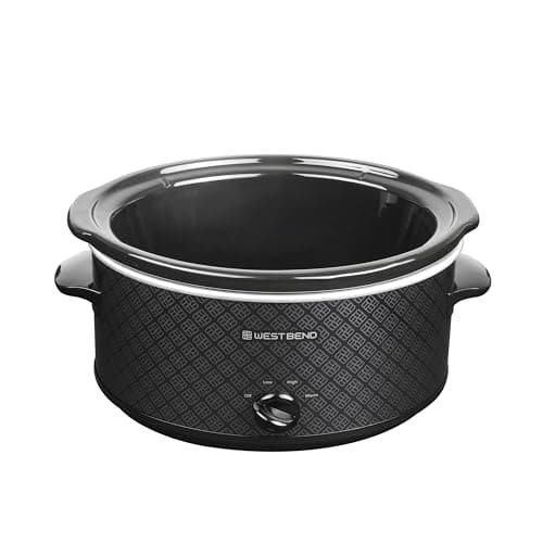 West Bend Slow Cooker 6-Quart Manual Crockery Style with Dishwasher Safe Oval Ceramic Crockpot and Glass Lid Two Temperature Settings Plus Keep Warm, 330-Watts, Black 7