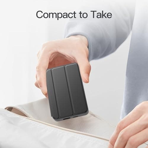 ANJANK Digital Travel Alarm Clock, Equipped with 6000mAh for MagSafe Battery Pack, Portable Magnetic Power Bank, Wireless Charger for iPhone 16/15/14, USB-C & USB-A Charging, Foldable Clock, Backlight 6