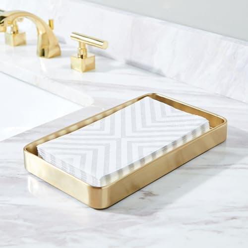 iDesign Steel Vanity Tray for Bathroom Organization and Storage - Soft Brass 6