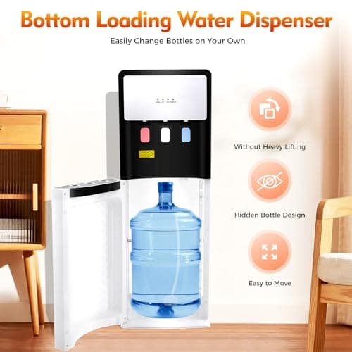 Bottom Loading Water Cooler Dispenser, 5 Gallon Hot/Cold Water Dispenser Temperature Protection Water Bottle Dispenser for Home Office Kitchen 2