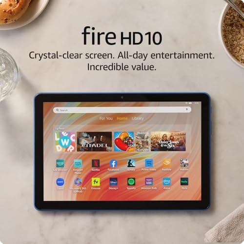 Amazon Fire HD 10 tablet (newest model) built for relaxation, 10.1" vibrant Full HD screen, octa-core processor, 3 GB RAM, 64 GB, Ocean 7