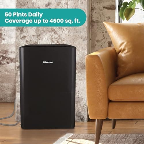 Hisense Energy Star 50-Pint Portable Dehumidifier with Built-in Pump, Auto-Shutoff and Timer, Home Dehumidifier and Moisture Absorber For Basement, Garage, Living Room 6