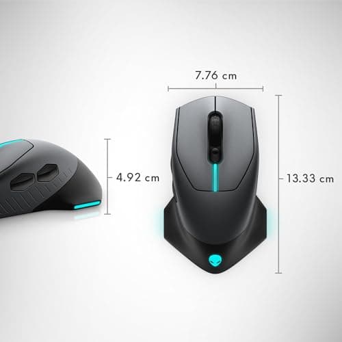 Alienware Wired/Wireless Gaming Mouse AW610M - 16000 DPI Optical Sensor, 350 Hour Rechargeable Battery, 7 Buttons, 3-ZONE 16.8m AlienFX RGB Lighting, Ergonomic - Dark Side of the Moon 9