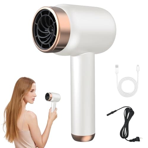 Cordless Hair Dryer for Women with Battery,Rechargeable Blow Dryer,3 Speed Fast Drying Portable Hair Dryers,Portable Wireless Hair Dryer,Low Nois USB Rechargeable Blow Dryer for Travel and Home(White)