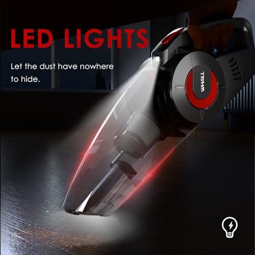 whall Handheld Cordless Car Vacuums, Wet and Dry Use 9000Pa Strong Suction Vacuums, Rechargeable Portable Vacuum Cleaner with LED, Charging Dock, Lightweight Mini Vacuum for Car, Home and Office,Coral 6