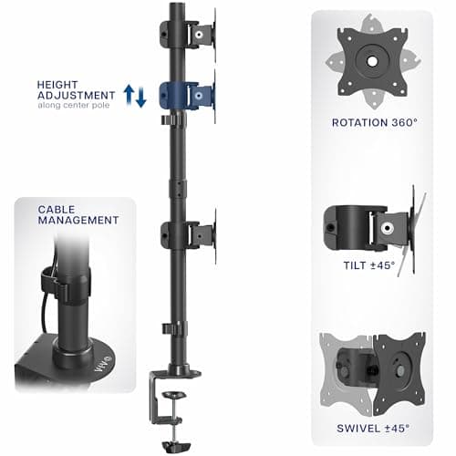 VIVO Dual Monitor Desk Mount Stand with Height Adjustment and VESA Plates for 2 LCD Ultrawide Screens up to 34 inches, Stacked Array, STAND-V002R 5