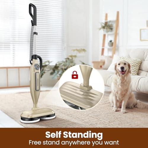 DEVOAC VM6 Scrubbing Steam Mop with Rotating Mop Pads, 10 in 1 Steam Mop, Lightweight Spin Mop & 3 Steam Modes for Hard Floor Laminate Marble Floors (Khaki) 6