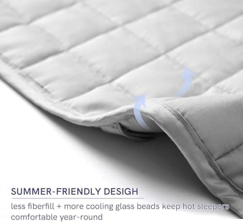 YnM Oeko-Tex Certified Premium 60 x 80 Inch 20 Pound Cotton Calming Heavy Weighted Blanket with Glass Beads for Queen and King Beds, Light Grey 4