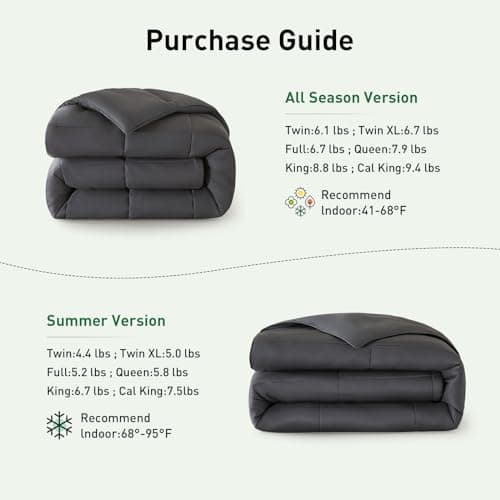 100% Viscose Made from Bamboo Comforter for Hot Sleepers- Soft Breathable Silky Duvet Insert Full Size-with Corner Tabs- All Season Comforter (86"x82", Grey) 6