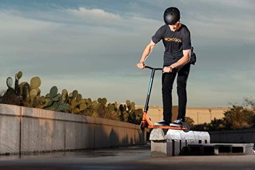 Mongoose Rise 100 Freestyle Stunt Trick Scooter, Lightweight Alloy Deck & Heavy-Duty Frame Up to 220 lbs., Bike-Style Grip, High Impact 100mm Wheels, Orange/Blue 7