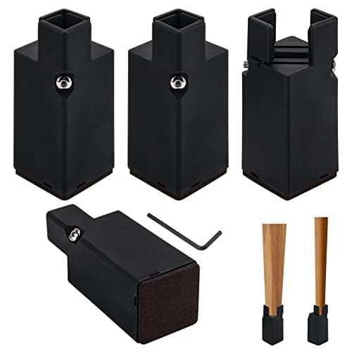 Catcan 4 Pack Adjustable Bed Risers 4 Inch, Furniture Risers with Adjustable Screw Clamp Chair Risers Fit Furniture Leg Diameters 0.8-1.6" Table Leg Extenders, Support up to 20,000 lbs (Black)