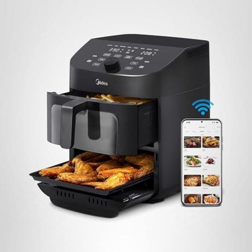 Midea Dual Basket Air Fryer Oven 11 Quart 8 in 1 Functions, Clear Window, Smart Sync Finish, Works with Alexa, Wi-Fi Connectivity, 50+ App Recipes for family meals, Bake, Roast, Grill, Broil, Toast 9
