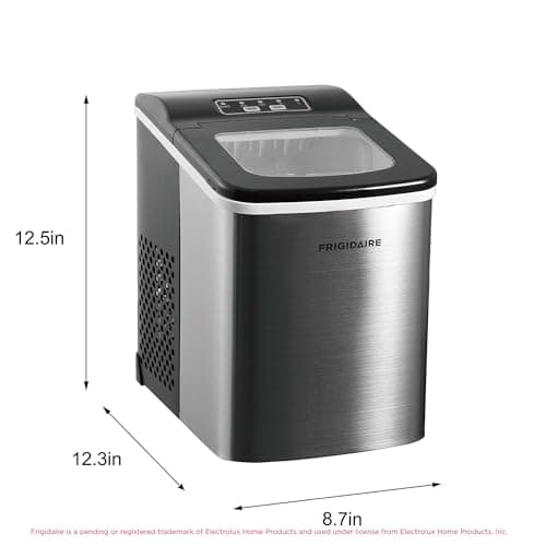 Frigidaire Compact Countertop Ice Maker, Makes 26 Lbs. of Bullet Shaped Ice Cubes Per Day, Silver Stainless 5