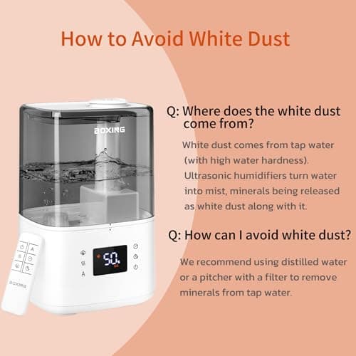 BOXING Warm and Cool Mist Humidifiers for Bedroom Large Room Home,Air Humidifier with Remote,Top Fill Ultrasonic Diffuser Humidifier with humidistat,Quiet Sleep,Timer,Auto Shutoff,BPA-Free,Filter,4.5L 7