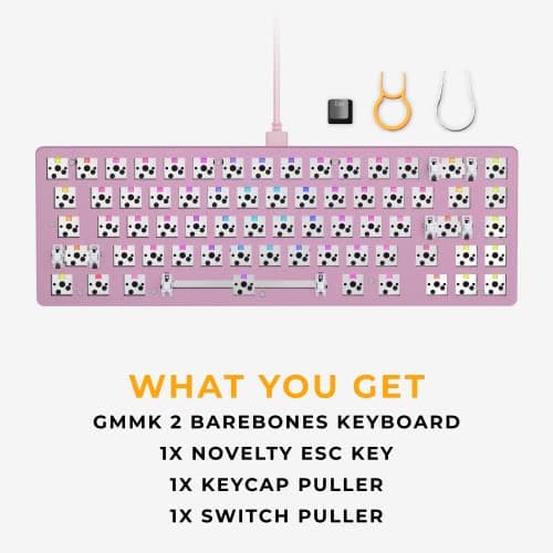 GLORIOUS GMMK 2 Gaming Barebones Keyboard - Hot Swappable TKL DIY, Compact Mechanical Keyboard Kit- Wired, RGB Backlit,- PC Setup Accessories- 65%, Pink 7