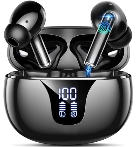 aofong Wireless Earbuds Bluetooth 5.4 in Ear Headphones Touch Control HiFi Stereo True Ear Buds IP7 Waterproof 38H Playback LED Power Display Lightweight Earphones for Work Sports Travel