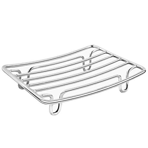 GUUKAR Soap Dish, Stainless Steel Bar Soap Holder for Shower, Self Draining Stand Soap Saver for Bathroom, Kicthen Sink and Countertop, Chrome 1-Pack