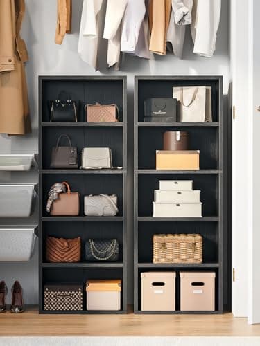 Casaottima 5-Tier Open Bookshelf and Bookcase, Floor Standing Display Storage Shelves for Living Room, Tall Book Shelf for Bedroom, Home Office, Dining Room, Black 9