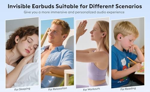 Invisible Mini Sleep Earbuds Wireless Bluetooth, Ultra-Light Comfort Fit Sleep Headphones for Side Sleepers, Unique Tumbler Portable Charging Case, Soft In-Ear Ear Plugs for Sleeping Small Ears Gym 7