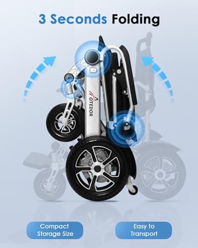 Aotedor 30 Miles Long Travel Range, Electric Wheelchair for Adults Power Wheelchairs Lightweight Foldable All Terrain Motorized Wheelchair for Seniors Compact Portable Airline Approved 6