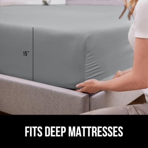GORILLA GRIP Fitted Sheets, Stay in Place Twin Size Deep Pocket Bottom Bed Sheets for Mattress, Lightweight Microfiber Sábana, All Around Elastic, Oeko-Tex, Wrinkle and Shrink Resistant, Gray 6