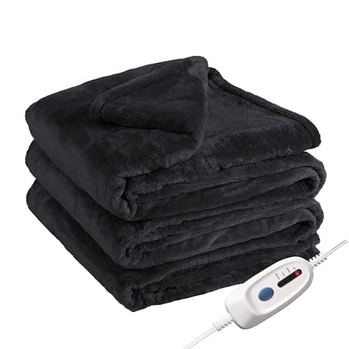 Eydna Electric Heated Blanket Full Size 72"x84",Fast Heating Throw, Soft Plush Microplush for Bed & Couch, 10 Hours Auto Off & 4 Heating Levels, Machine Washable, Gifts for Grandma & Family-Black 9