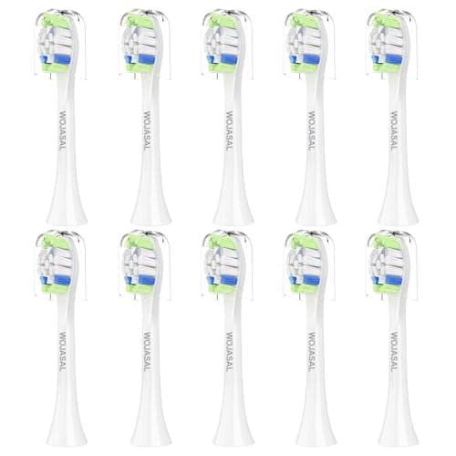 Replacement Toothbrush Brush Heads Compatible with Philips Sonicare Electric Toothbrushes with Click-on System Dupont Bristles for Optimal Plaque Remove, Pack of 10, White