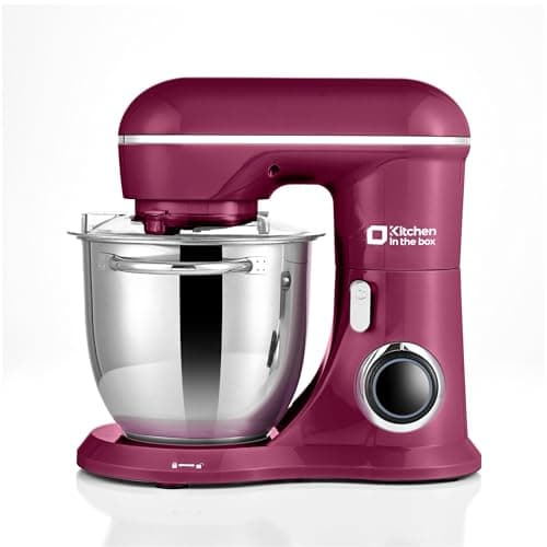 Kitchen in the box Small Stand Mixer, Two bowls Electric Kitchen Mixer (Purplish Red, 5QT) 7
