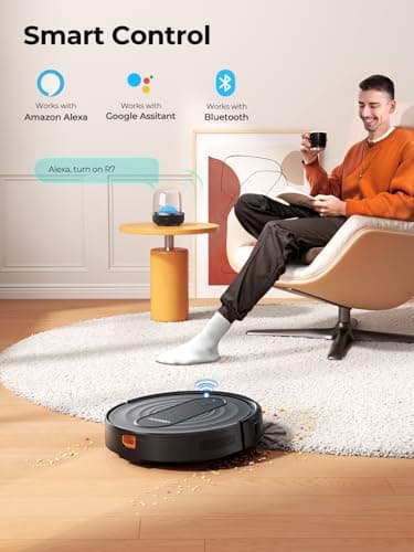 Airzeen Robot Vacuum - Robotic Vacuum Cleaner with Carpet Boost, 120Mins Max, Customized Cleaning, Vacuum Robot for Self-Charge, Remote/App/Alexa Control for Pet Hair/Hard Floor/Low-Pile Carpet, R7 5