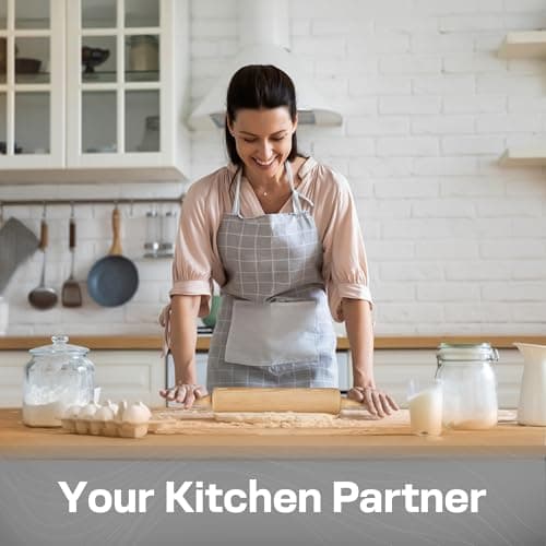 Wooden Rolling Pin 17.6 Inch with Rotating Ergonomic Handles – Classic Beech Wood Dough Roller for Baking Pizza, Pastry, Bread, and Cookies 7