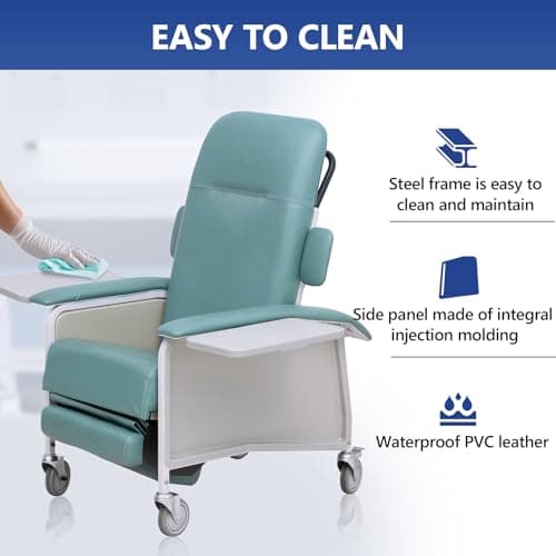 Helsevesen Heavy Duty Bariatric Geri Chair，Clinical Care Geri Chair Recliner, Medical Recliner Chair with Armrests and Tray, Extra Wide Seat, 500 Pound Weight Capacity，Jade 6