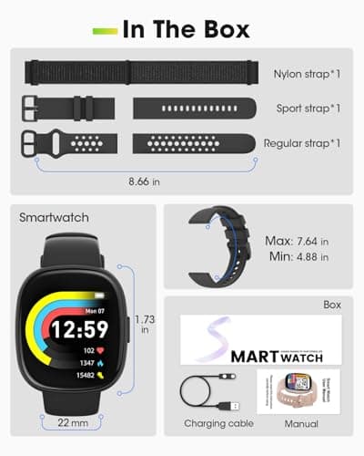 Smart Watches for Men Women Fitness: Fitness Tracker with Blutooth Call 24/7 Heart Rate SpO2 Sleep Monitor 5ATM Waterproof 120+ Sport Mode Activity Trackers Compatible iPhone Android Phones (3 Bands) 8