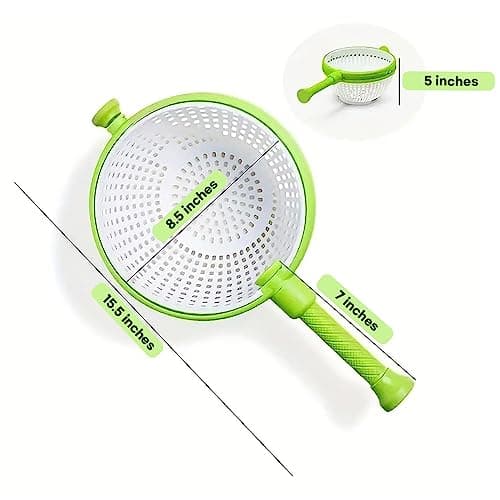 BANU Salad Spinner, Multi-Use Kitchen Collapsible Spinning Colander with Handle, Strainer, Washer Dryer Drainer Compact Storage, for Washing, Cleaning & Drying Greens, Vegetables, Fruits 6