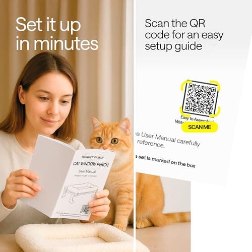 WONDER FAMILY 4-in-1 Cat Window Perch for Large Cats – Foldable Adjustable Pet Hammock for Window, Bed, Floor & Sill – Premium Hammock with Reinforced Design 5