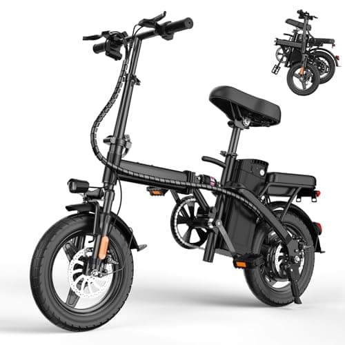 RPINT Electric Bike for Adults, 14" Folding Ebike with 500W Peak Motor, Foldable Electric Bicycle with 48V Removable Battery UL 2849 Certified, Commuter Mini E-Bike 30 Miles PAS Rangs (Carbon Black)