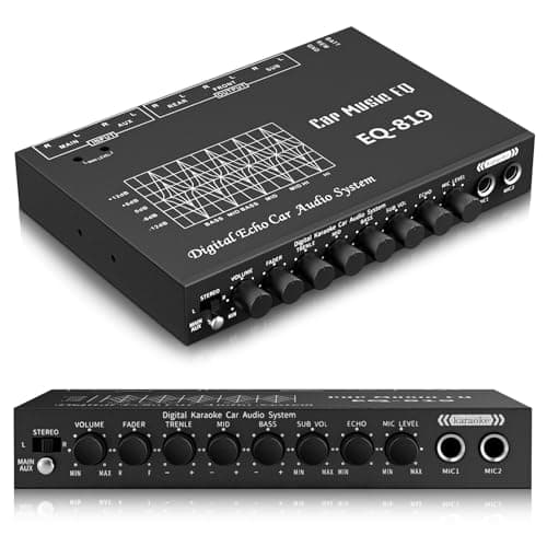Suacopzar EQ-819 Car Audio Equalizer, Car Equalizer Car Audio Car EQ with Karaoke Funtion Mic Input, acualizador Digital Equalizer car Audio car Amplifier equalizers with Aux Input/EQ Tuning/Echo