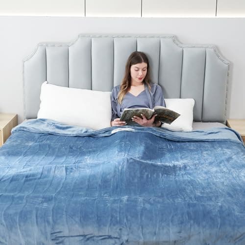 Eydna Electric Heated Blanket Queen Size 84"x 90", Dual Control with 6 Heat Levels & 10 Hours Auto OffBlue