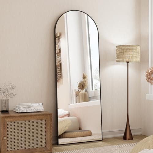 HARRITPURE 58"x18" Arched Full Length Mirror Free Standing Leaning Mirror Hanging Mounted Mirror Aluminum Frame Modern Simple Home Decor for Living Room Bedroom Cloakroom, Black 7